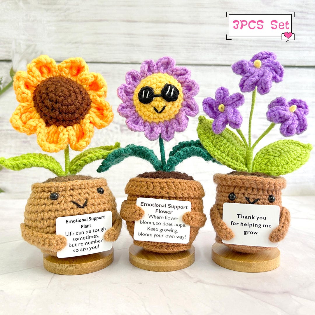 Crochet Flower Plant: Sunflower, Daisy, Forget-me-not - Emotional