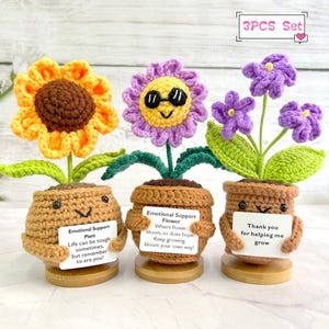 Crochet Sunflower/Daisy/Forget-me-not Plant,Emotional Support,Mental Health Gifts For Her,Crochet Flower Plant,Appreciation Gift