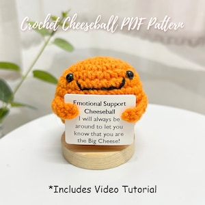 PDF Instant Download, Crochet Cheese Ball Pattern, Crochet Food, Emotional Support Cheeseball, Includes Video Tutorial, Pattern For Beginner