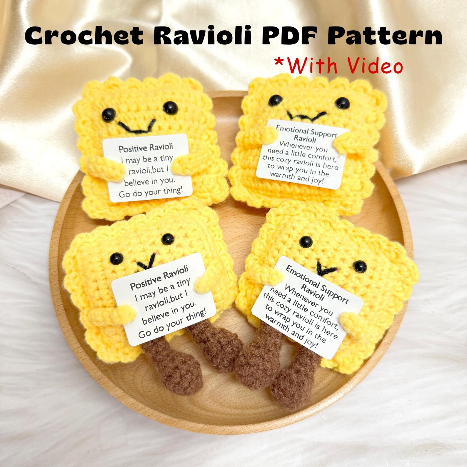 Crochet Ravioli Pattern: Beginner-friendly Emotional Support Toy (PDF ...
