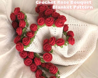 花束のかぎ針編みパターン イチゴのかぎ針編みブランケットパターン