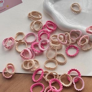 Mini Elastic Hair Ties: Pastel Pink & Blue, Set of 50