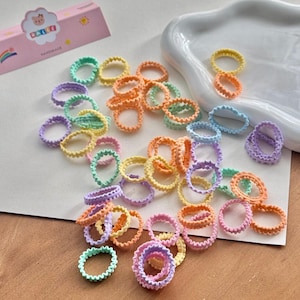 Bunte Mini Elastische Haargummis: 50-teiliges Kinder Set