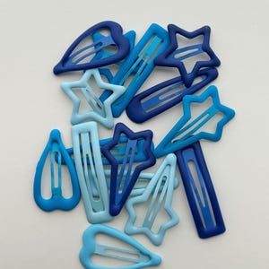 Y2K Matte Blue Hair Clip set- 15 pieces of five Different Shapes Hair Barrettes