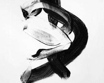 ORIGINAL ABSTRACT ART - black and white acrylic painting - ooak