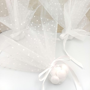 20 pcs Wedding party favors engagement  favors, tulle koufeta bags boubounieres, Christening Greek baptism koufeta jordan almond for guests.