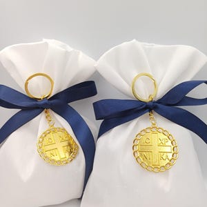 10 pezzi, bomboniere battesimo greco, bomboniere ortodosse - Portachiavi ICXCNIKA - Regali battesimo per gli ospiti - Borsa battesimo bambino koufeta jordan almond