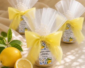 Lemon Wedding Favor, lemon tag, Mediterranean Bomboniere, Amalfi Coast Koufeta Favor, Greek bombonieres, citrus wedding favors, 10 pcs