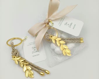 Personalized Martirika Keychain favors olive branch bridal shower favors Greek Wedding Baptism favors bomboniera koufeta (set of 10)