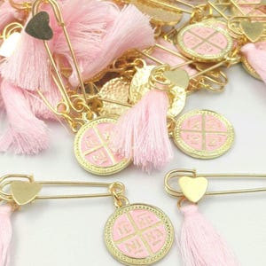 10 pcs, Martyrika Safe pins Baptism girl, Greek Orthodox baptism byzantine cross ICXCNIKA  Christening Martirika cross favors,Witness pins