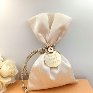 10 pcs, Personalized Baptism favors ,Greek wedding Bombonieres , Bridal shower party gifts, Baby shower candy bag, Communion party decor.