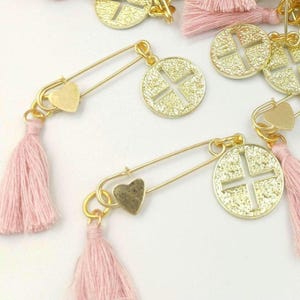 10 pcs, Martyrika Safe pins Baptism,Greek Orthodox byzantine cross ICXCNIKA  Christening Martirika cross favors,Witness pins,First communion