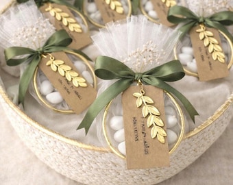 Olive branch Wedding Favor, Greek bombonieres,  koufeta, Orthodox wedding boubouniera, 10 pcs.