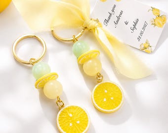 Lemon Baptism Favor Keychain, Lemon Theme Baptism Favor, Summer Christening Favor, Citrus Party Favor, Greek Baptism, 10 pcs