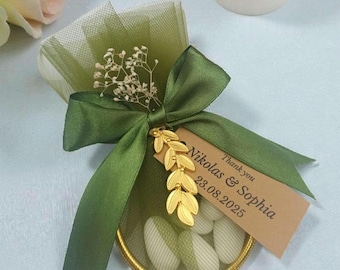 Personalized Wedding Favor, Almond Candy Bag, Greek bombonieres, Orthodox Christening Keepsake Gift, 10 pcs.