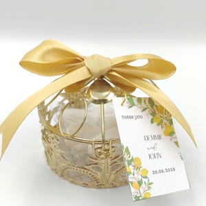 10 pezzi - Bomboniere personalizzate per matrimonio con etichette a forma di limone, scatola portagioie in metallo dorato, bomboniere greche koufeta, addio al nubilato, bomboniera per i 16 anni