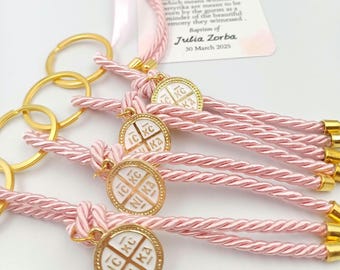 Martyrika Cross favors ICXCNIKA, Greek Baptism key chain, Personalized Orthodox witness gift, first communion, 10 pcs.