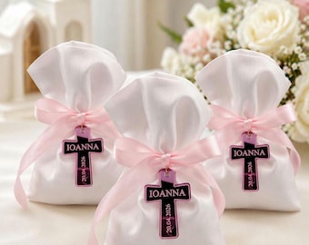 Baptism bomboniere, Personalized Mirror tag Cross | Greek Orthodox  boboniera, baby shower party, Set of 10 .