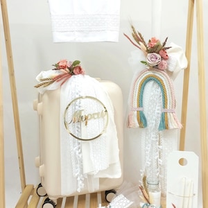 Grieks-orthodoxe doopset, doopset met regenboogthema, doopset meisjes, kaars Lampada, ladopana, geschenkmeter, doopdoop