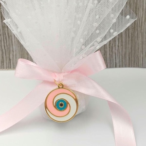 Baptism favors, orthodox Pink Evil eye favors bomboniera jordan almonds koufeta ,mi bautizo confetti,first communion , baby shower 10 pcs.
