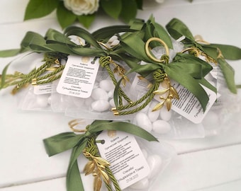 Personalized Olive Branch Wedding Favors | Custom Greek Bombonieres | Engagement Party Favor Bag Set of 10 pcs