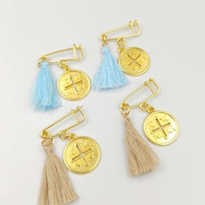 10 pcs,Safety pins Baptism Martyrika boy, Greek Orthodox baptism favor ICXCNIKA Christening cross favors,Witness pins first communion.