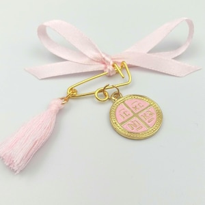 10 pcs,Baptism Martyrika for girl,Safety pins  Greek Orthodox baptism favor Christening Martirika cross favors, Witness pins,Religious favor