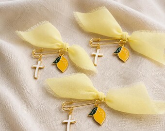 Martyrika Pins, Lemon and Cross martirika, Greek Orthodox Baptism Favor, Witness Pin, Lemon Baptism, 10 pcs.