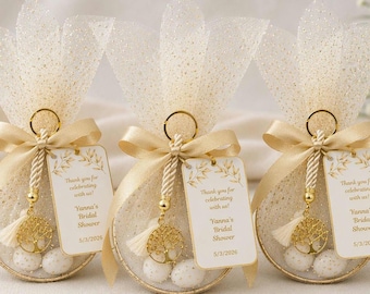 Greek Wedding Bomboniera Favor with Tree of Life | Gold Ring Koufeta  Engagement gifts 10 pcs.