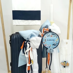 Set battesimo greco-ortodosso, set battesimo personalizzato, candela battesimo, set ladopana, set olio, set battesimo a tema oceano per bambino