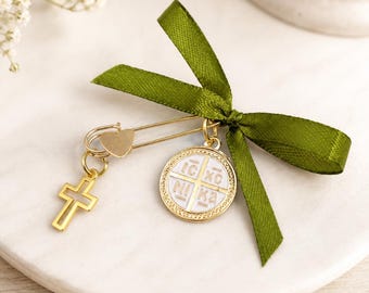 Martyrika Pins | Greek Orthodox Baptism Favors | Witness Pins with icxcnika Cross  | Christening Favor Set 10 pcs