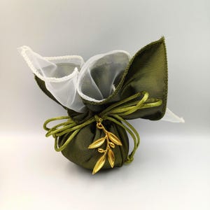 Sacchetto per bomboniere con ramo di ulivo, bomboniere per nozze greco-ortodosse, regalo per addio al nubilato, tradizionali sacchetti in tulle koufeta, 10 pezzi.