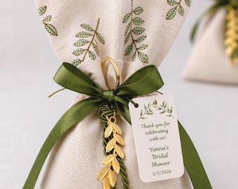 Greek Orthodox Bombonieres – Olive Branch Almond Favors – Personalized Wedding & Christening Favors (Set of 10)
