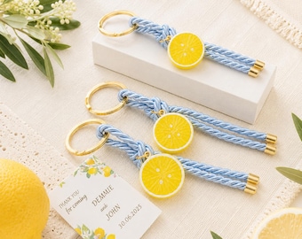 Luxury Mediterranean Wedding Favors, Lemon Martyrika Keychain, Greek Orthodox Baptism Gift, Personalized Tags 10 pcs