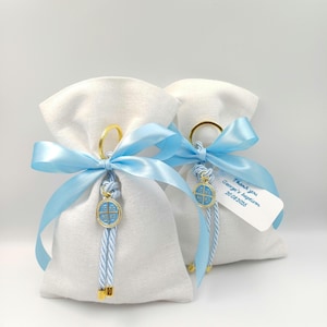 10 pcs, Greek Orthodox Baptism boubounieres for boy , Christening byzantine cross, Martyrika key chain cross baptismal communion favors.