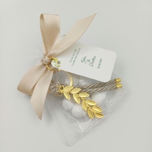10 pz. Boubouniere greche Koufeta Bomboniere per matrimonio Confetti ricoperti di mandorle Ramo d'ulivo Portachiavi Bomboniere per matrimonio Bomboniere per addio al nubilato Ospiti