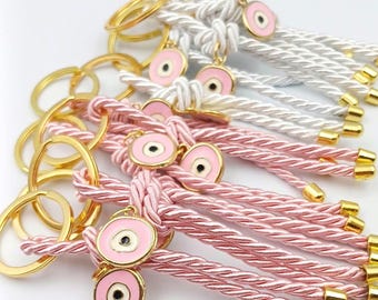 Greek Orthodox Baptism Martyrika, Evil Eye Keychain Favors, Christening Witness Gift, First Communion Souvenir, 10 pcs