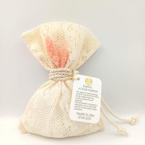 Lace favor Bags Personalized Wedding Favors,Greek bombonieres koufeta, Bridal shower favors , Almond candy gift Engagement favor, 10 pcs