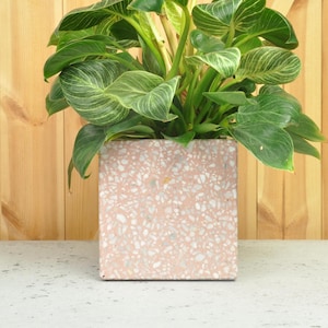 Terrazzo flower pot, handmade concrete flower pot,pi flower pot planter, potted plant square, terrazzo decoration, home gifted