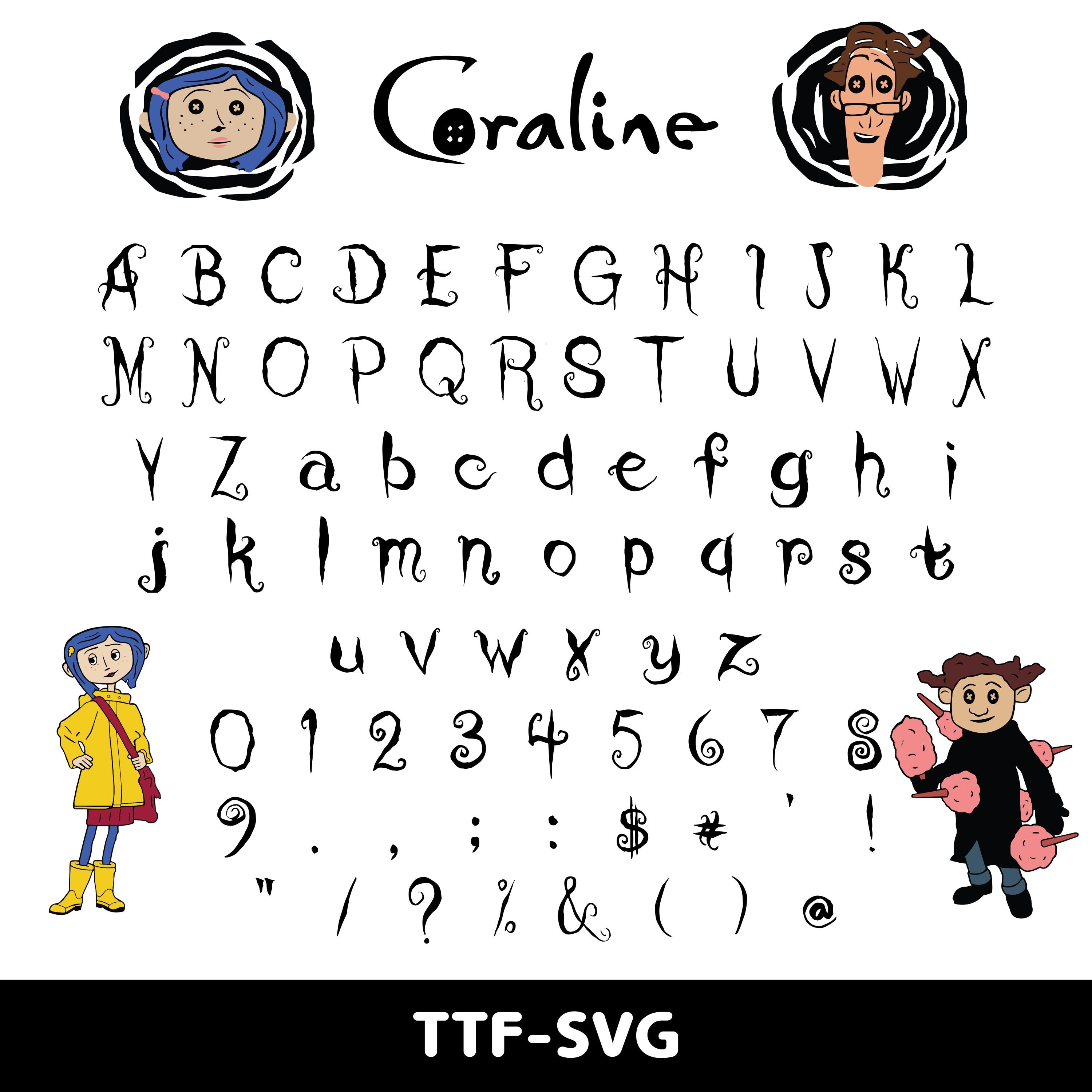 Coraline Font Svg Files, Coraline Alphabet Letters, Coraline