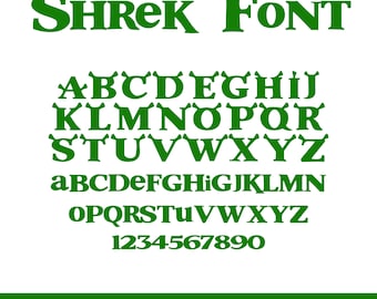Cartoon Shrek Font Shrek Clipart Font SVG Clipart for Cricut Shrek Clipart Shrek Alphabet Shrek Letter Svg Png Eps TTF font