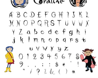 Coraline Font Svg Files, Coraline Alphabet Letters, Coraline Logo, Svg, Dxf, Eps, Png, Clipart