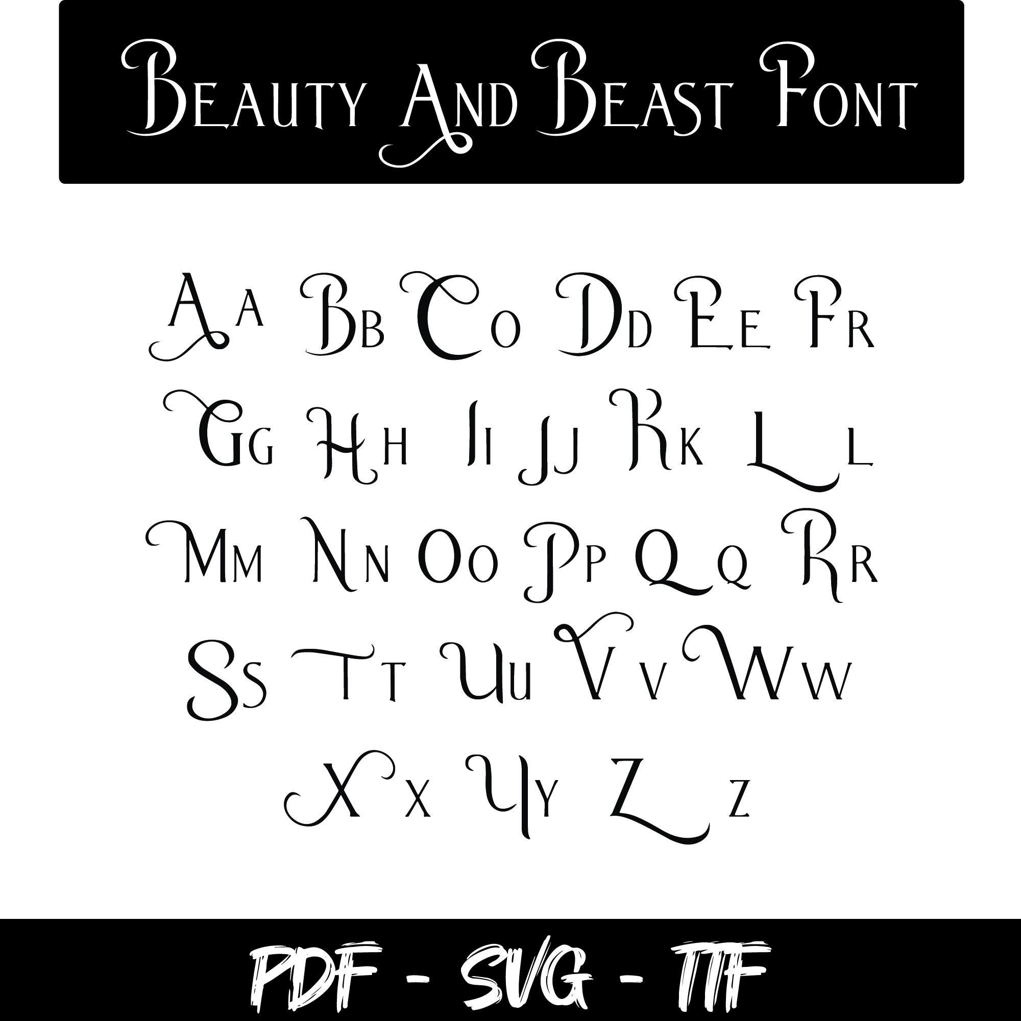 Beauty and the Beast Font: Alphabet SVG (digital Download) - Etsy
