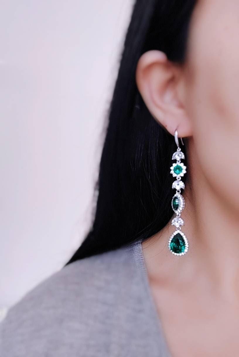 エメラルドグリーンネックレスイヤリングセット ローズゴールド