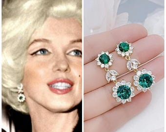 エメラルドグリーンネックレスイヤリングセット ローズゴールド