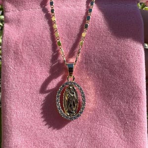 Virgen de Guadalupe Halskette, Jungfrau Maria, religiöser Schmuck, 18 k Gold gefüllt, Unsere Liebe Frau von Guadalupe, katholische Halskette, Halsketten für sie