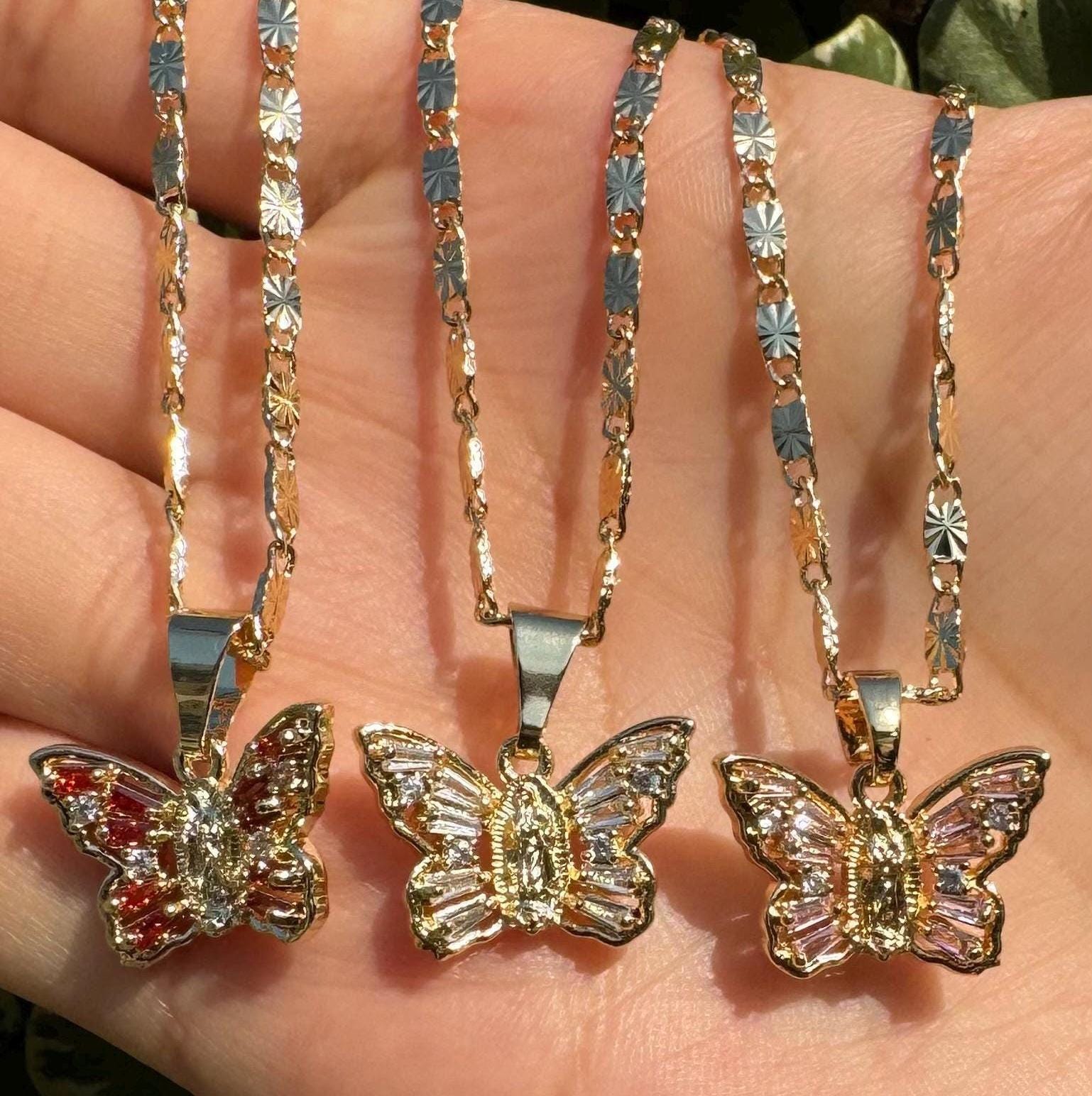 925 Sterling Silver Butterfly & Virgin Mary Cross Charm - Jewelry Pendant For Bracelet Or Necklace