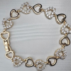 18k Gold Filled Herz Tennisarmband - Zierliches Damen Armband