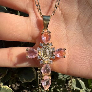 Virgencita-kruisketting, Maagd Maria-ketting, kruisketting, oro laminado, cadena de cruz, Virgencita-ketting, Virgencita-sieraden