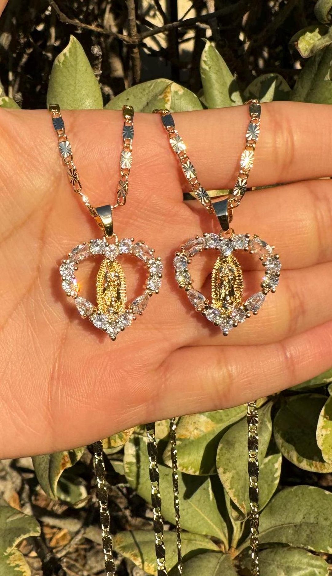 Heart Necklace: 18k Gold Filled Virgin Mary Pendant - Etsy